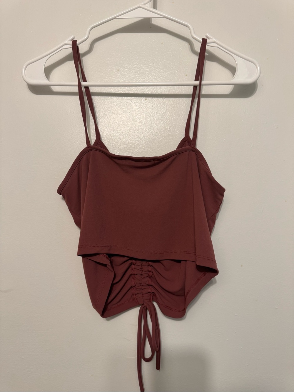 Zara Ruched Drawstring Spaghetti-Strap Cami in Rust - Picture 3 of 3